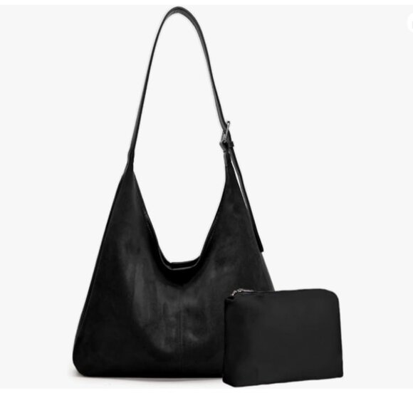 Suede Faux Hobo Tote Bag Handbag for Women Retro Slouchy Suede Hobo Bag NWT - Picture 1 of 1